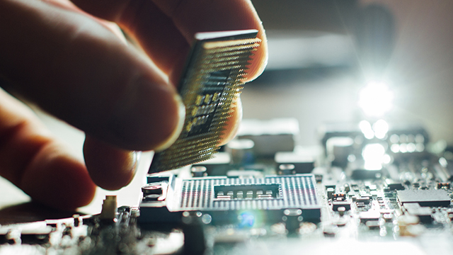 Schematic 3D image of chip on board | The Calibre DESIGNrev interface speeds full-chip design completions and tape-outs by rapidly loading, displaying, and saving large GDSII and OASIS files.