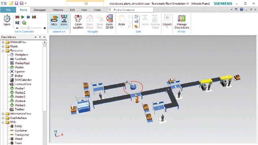 Material flow and throughput optimization using Tecnomatix Plant Simulation.