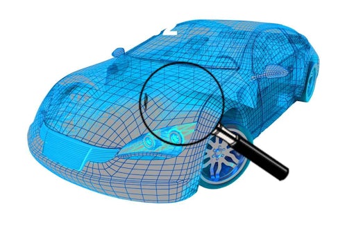 Wireframe image of a car