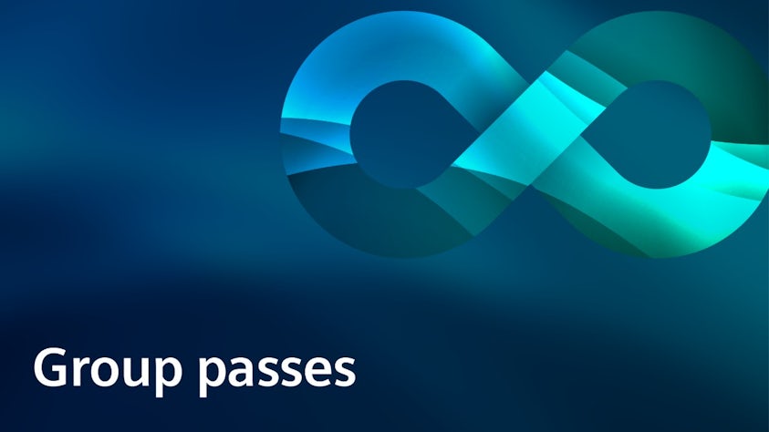 The infinity graphic for the Siemens Realize LIVE digital transformation conference group passes.