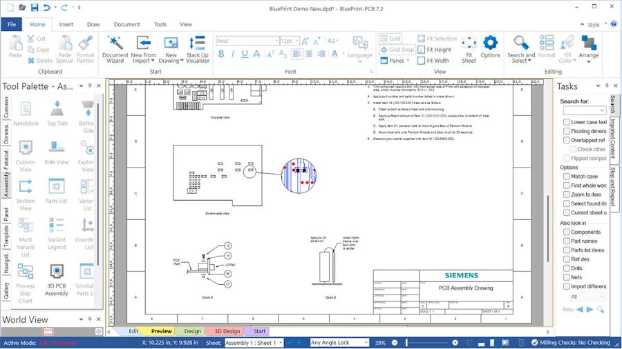 A view of BluePrint-PCB software.
