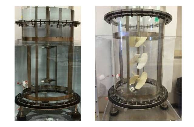 Figure 1. Experimental setups used for small-scale model testing of impeller configurations.