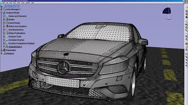 Simulating ride comfort while driving on different road surfaces with Simcenter 3D for motion simulation software.