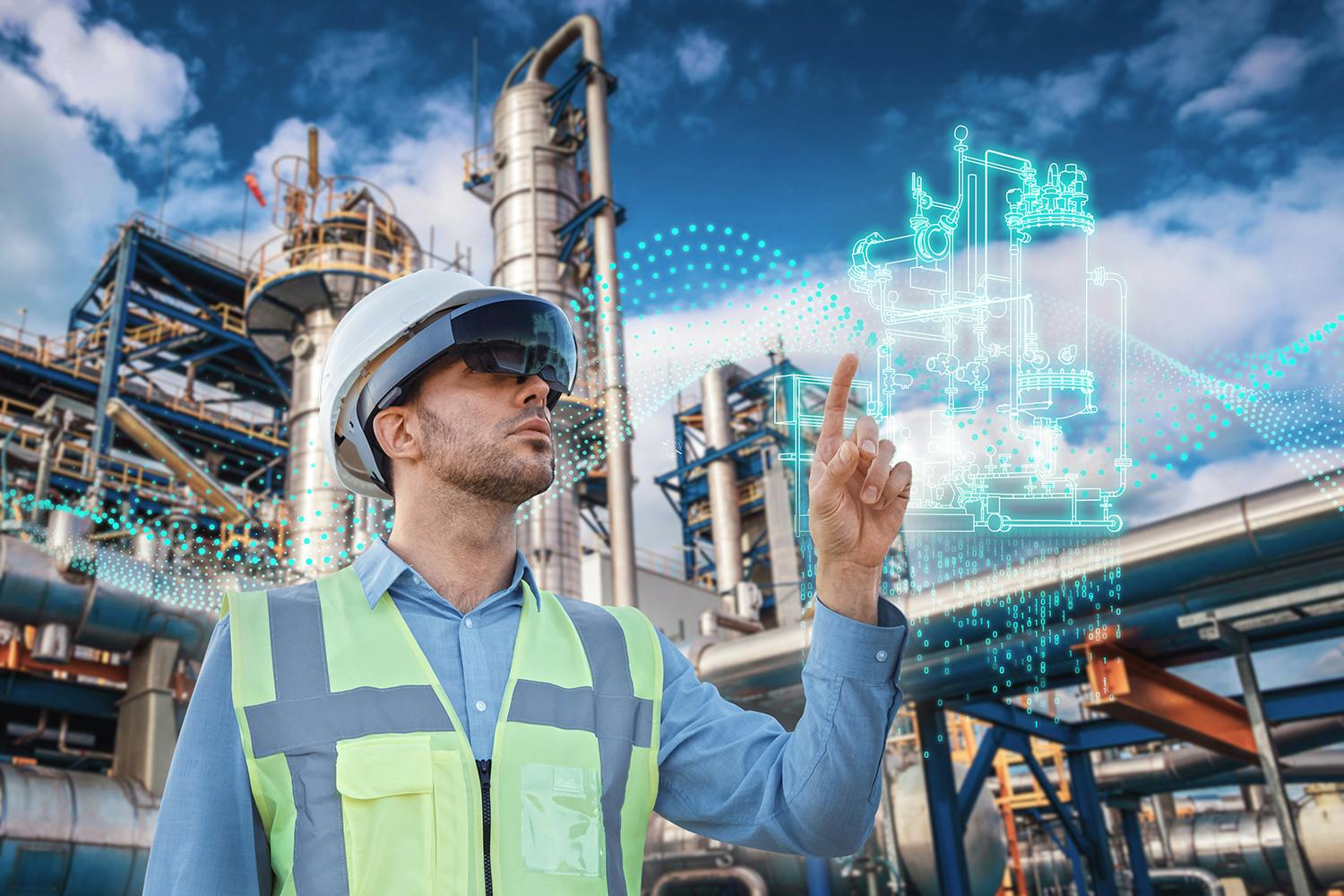 Engineer with a digital layer