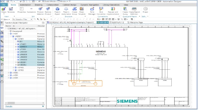 Image showing the use of templates in NX Industrial Electrical Design software.