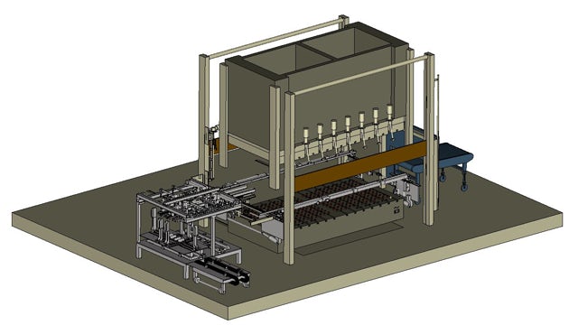 Image showing a press line design in Press Line Simulation software.