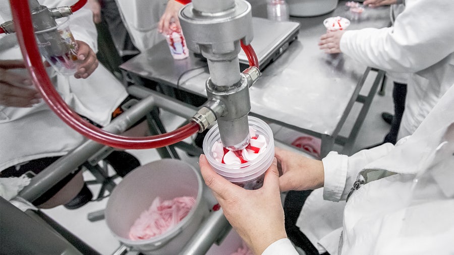 Ice cream manufacturing assembly line 