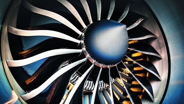 Airplane engine up close