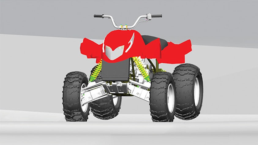 Visualisierung eines Quad-Bikes in der Simcenter-Software.