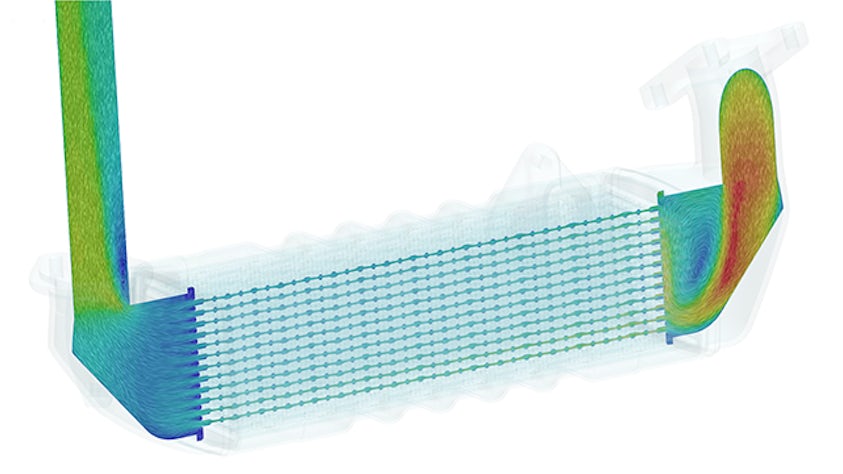 Velocity profiles of Exhaust gas at section inside EGR cooler.