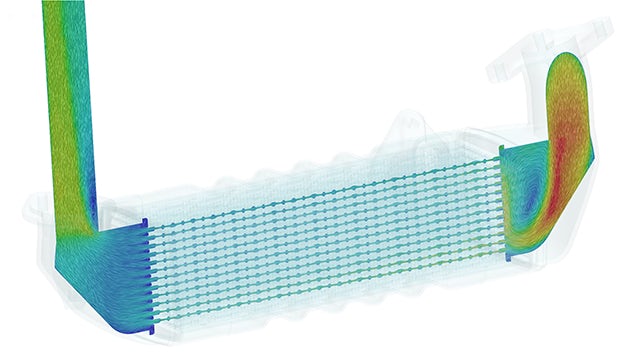 Velocity profiles of Exhaust gas at section inside EGR cooler.